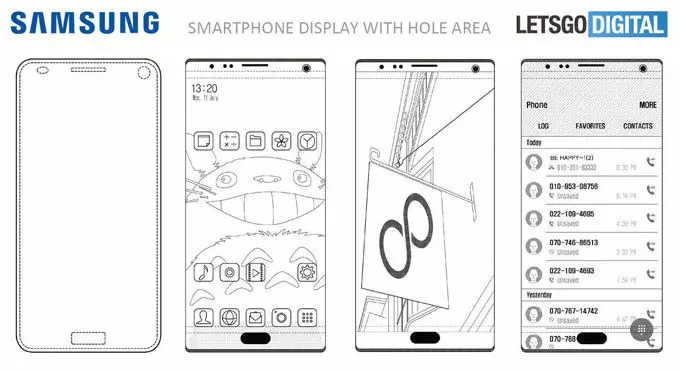 Samsung хочет встроить камеру в дисплей смартфона